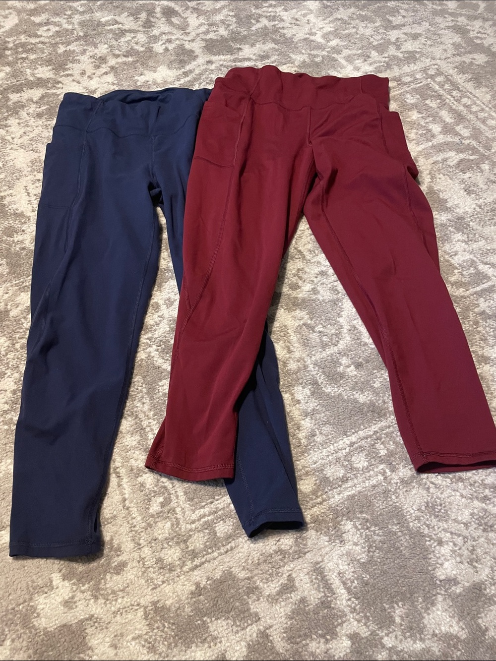 Womens Pull-On Leggings - Navy & Burgundy